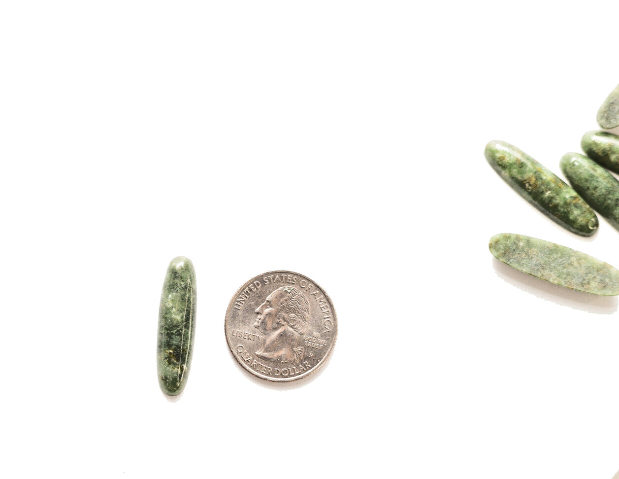 12 Vintage New 30x8mm WYOMING JADE Nephrite Cabochons. Made in Germany.