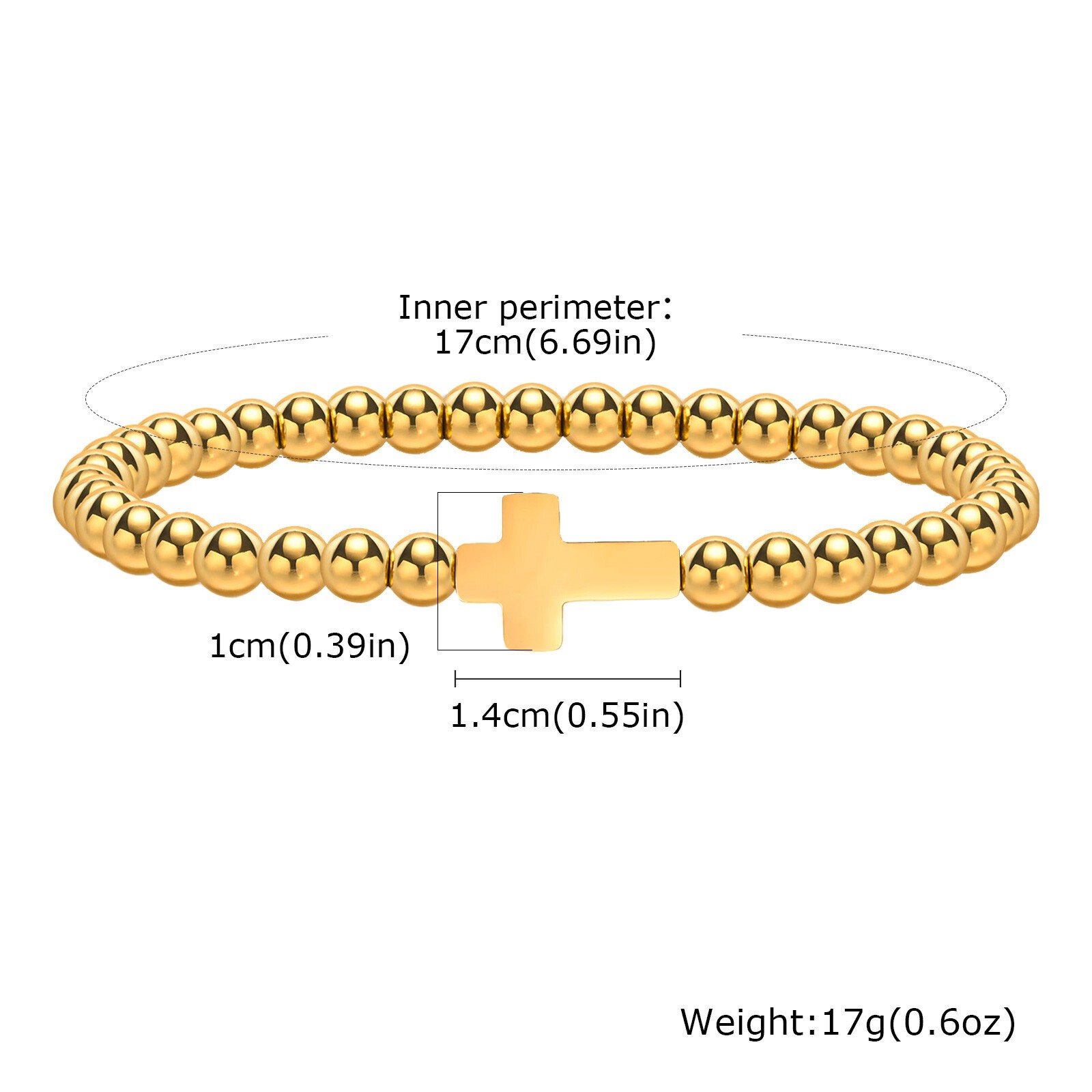 Stainless steel Beaded Charm Bracelets Stackable Cross Jewelry Unisex Premium