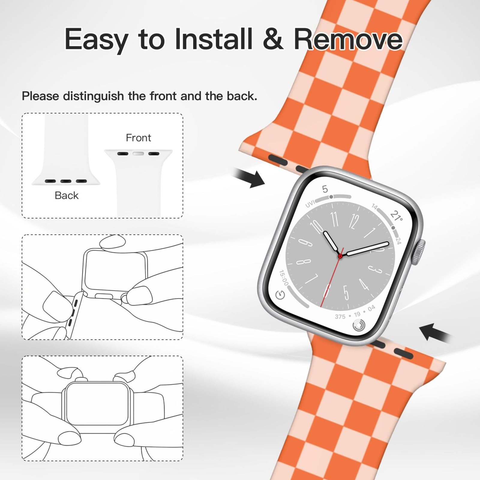 Checkered Watch Band Compatible with Apple Watch 38mm 40mm 41mm 42mm 44mm