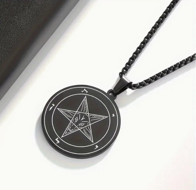 Sigil of Baphomet Inverted Pentagram Pendant Necklace Satan Goat Devil Lucifer