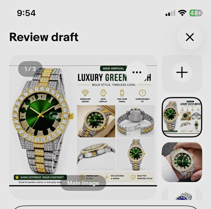 Men’s Luxury Quartz Wristwatch Green Dial Roman Numerals Date Two-Tone Bracelet
