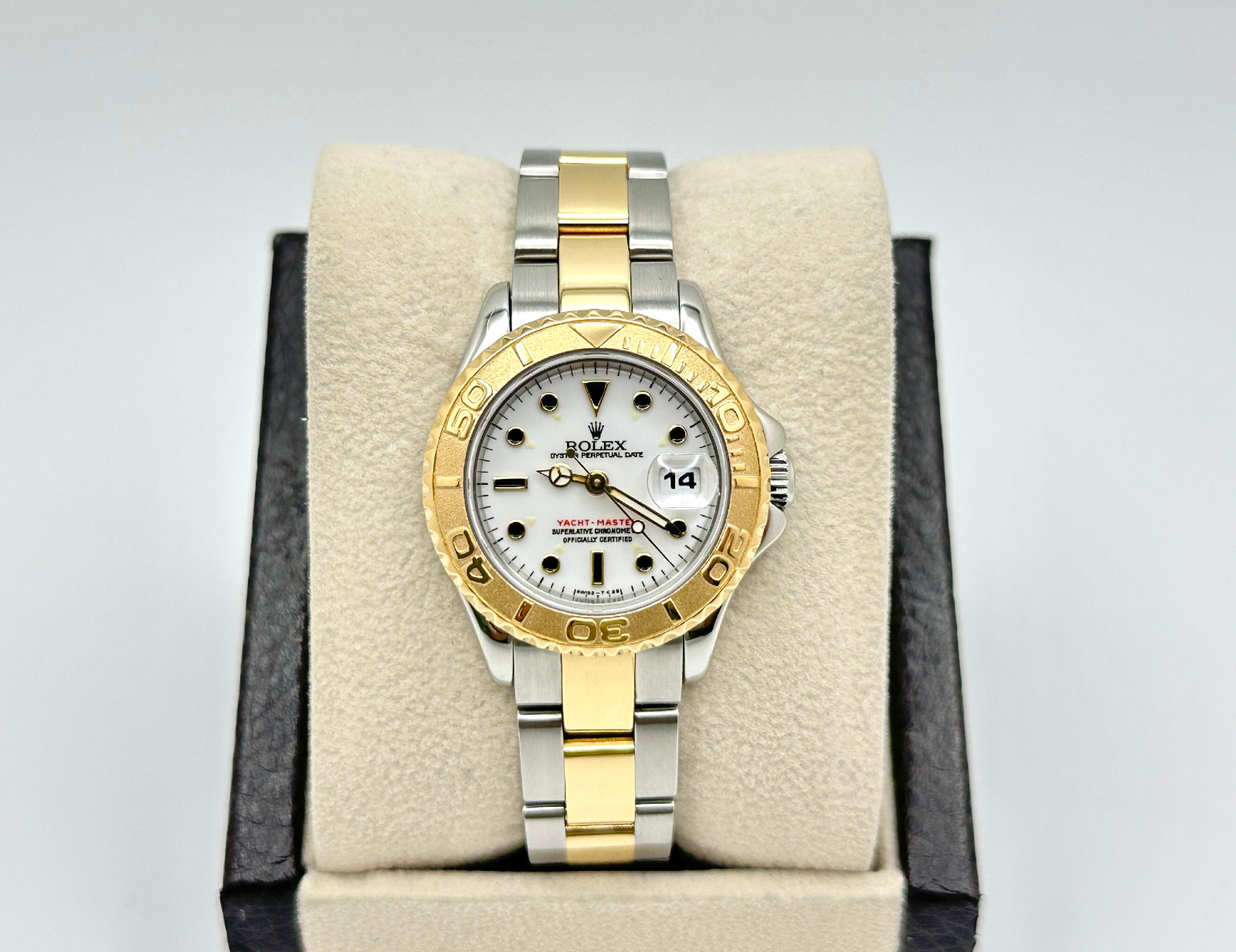 Rolex Ladies Yacht Master 69623 29mm White Dial 18K Yellow Gold Stainless Steel