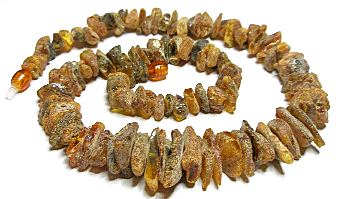 Lot – 3 Genuine Raw Baltic Amber Chip Necklaces 45 cm 17.5” Cognac Honey 56 gr!