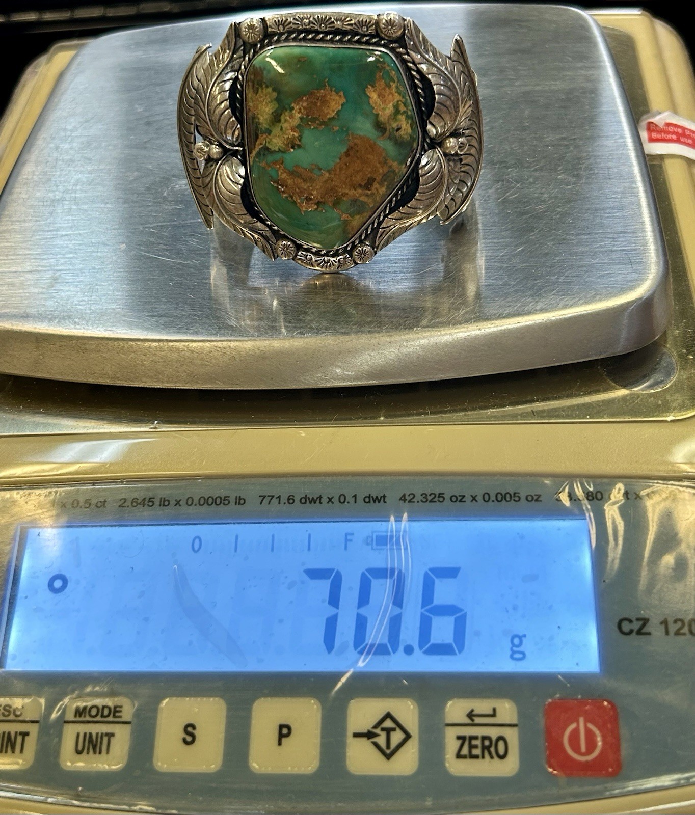 Large Vintage Navajo Sterling Silver Turquoise 3 Band Cuff Bracelet Signed CM