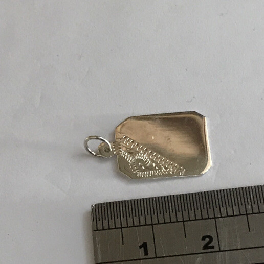 Sterling Silver 925 Square Blank Disc Tag Plain Top Engraved Charm Pendant D26