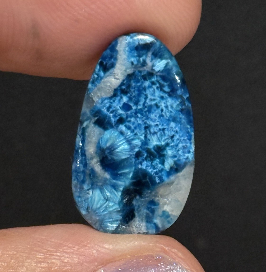 7.85ct 20.7×12.2x3mm Rare Blue Plancheite Cuprite Shattuckite Calcite Cabochon