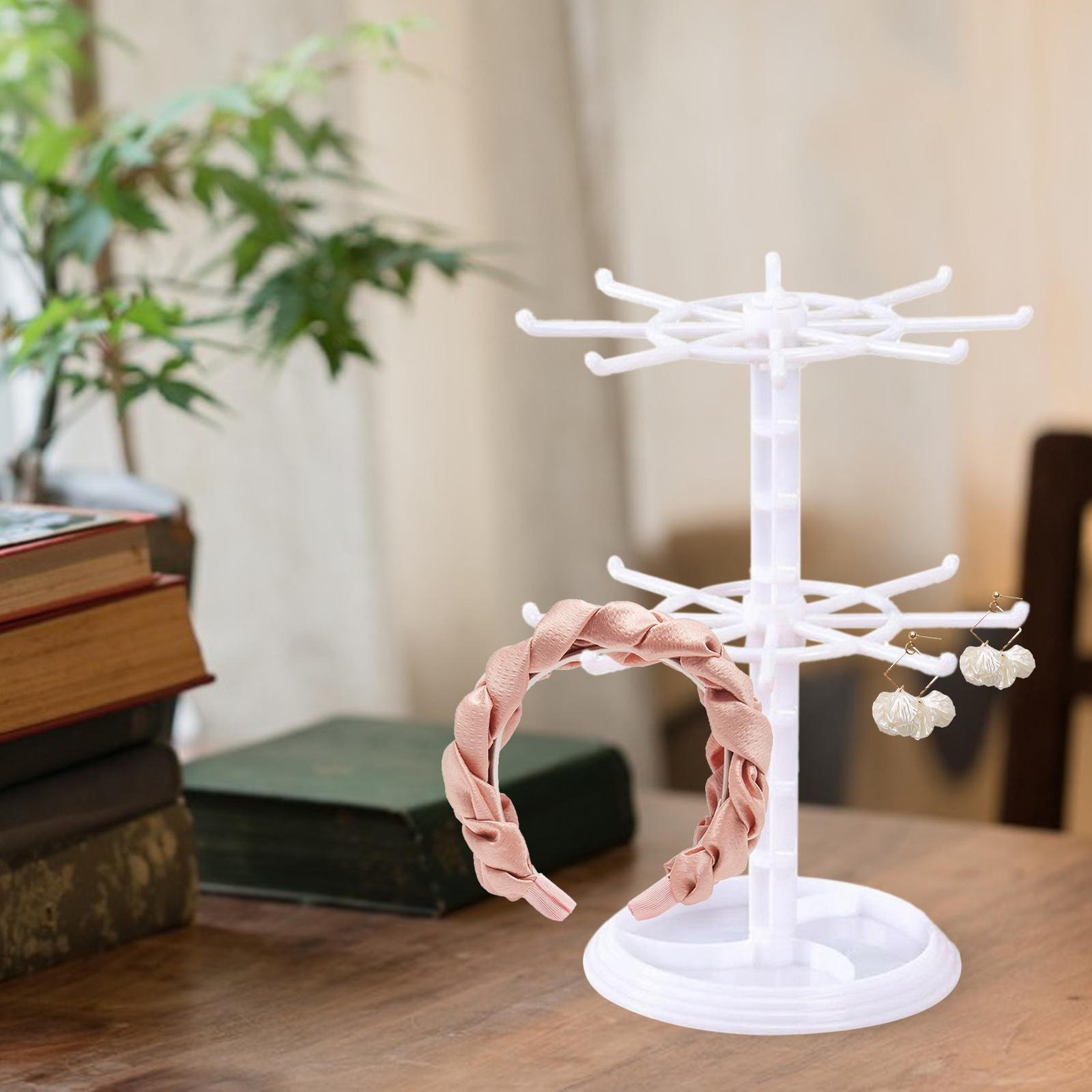 Two Layer Countertop Rotation Display Rack Bracelet Necklace Keyring StorageRack