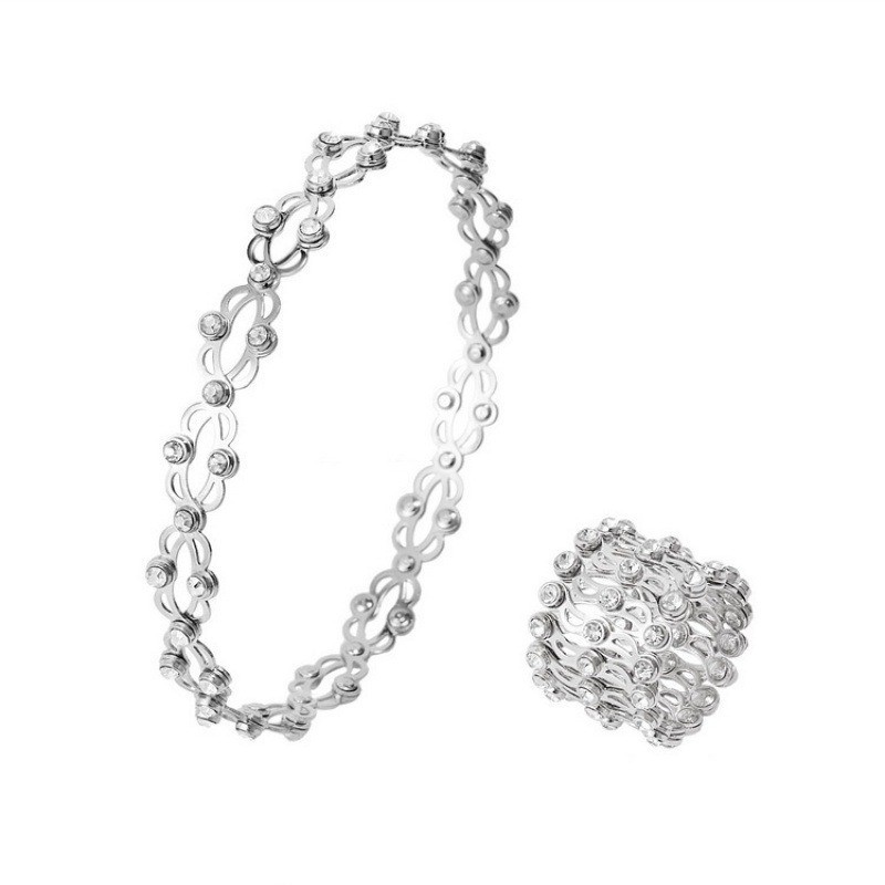 Folding Ring Bracelet Stretchable Retractable Crystal Jewelry Gift Women