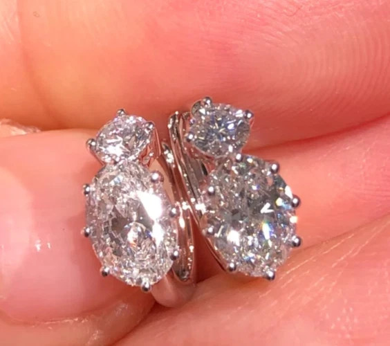 IGI 6.00 Ct Oval EF/VS1 Lab Grown Diamond Women Huggies Earring 14K White Gold