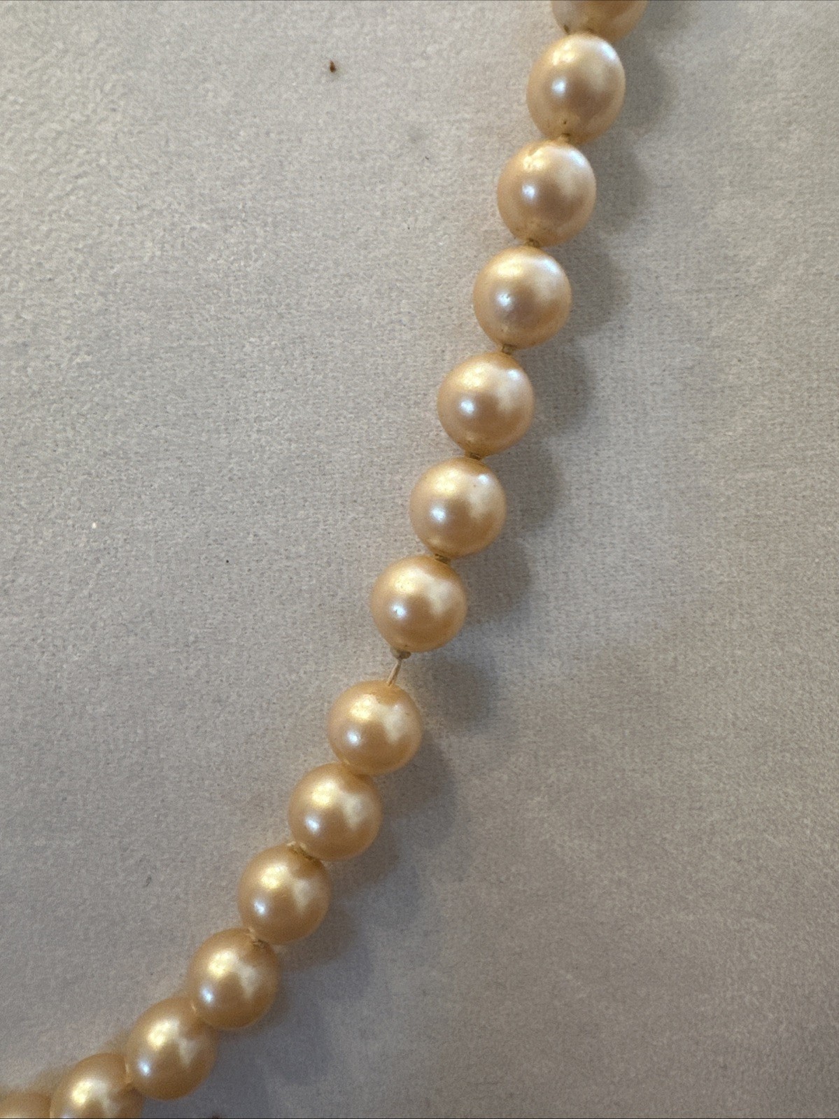 Classic Single Strand Pearl Necklace Cream Champagne Round Beaded Vintage Style