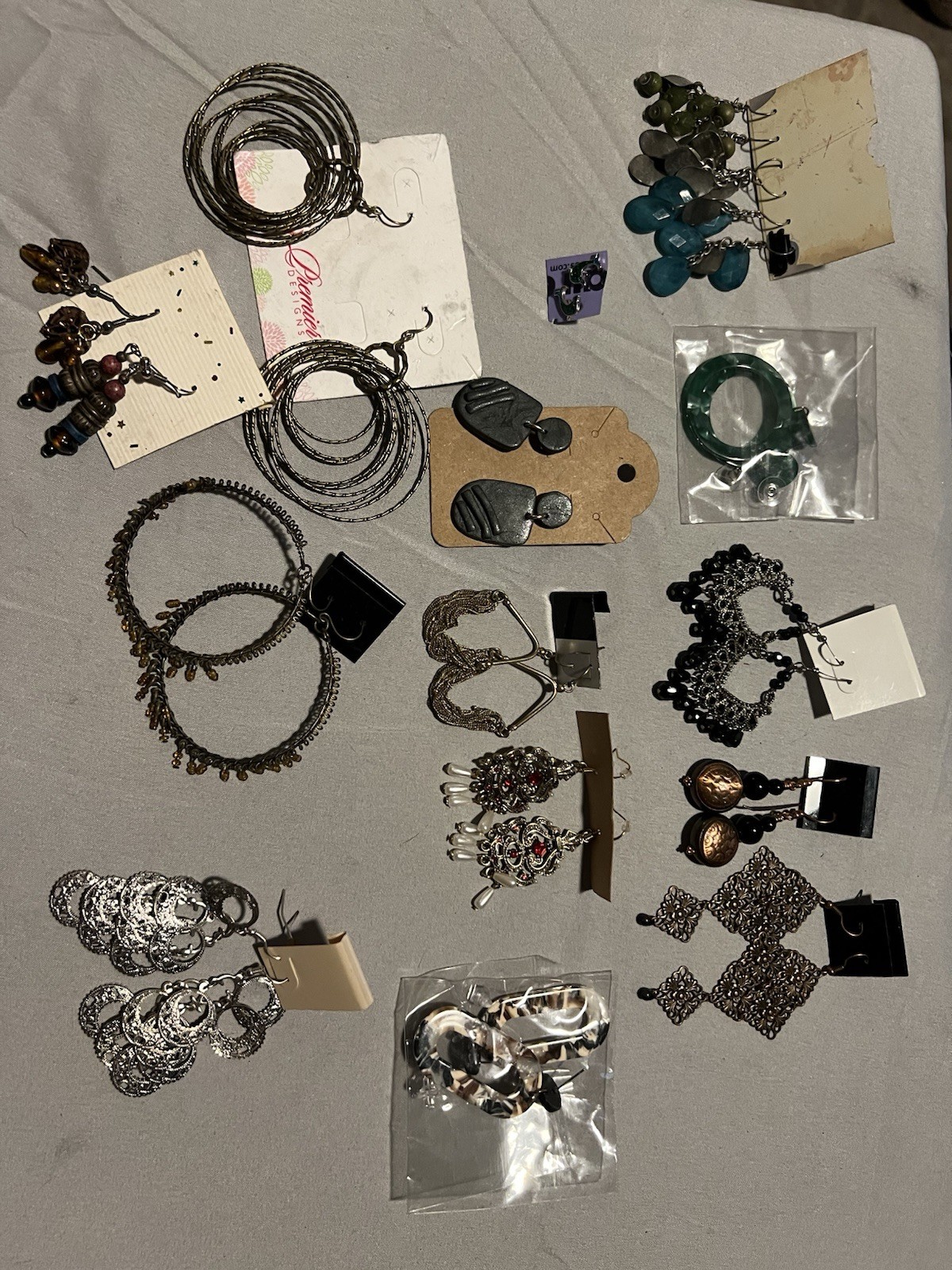 Earring and Ring Lot 1LB 3.6OZ 69 Items New And Used