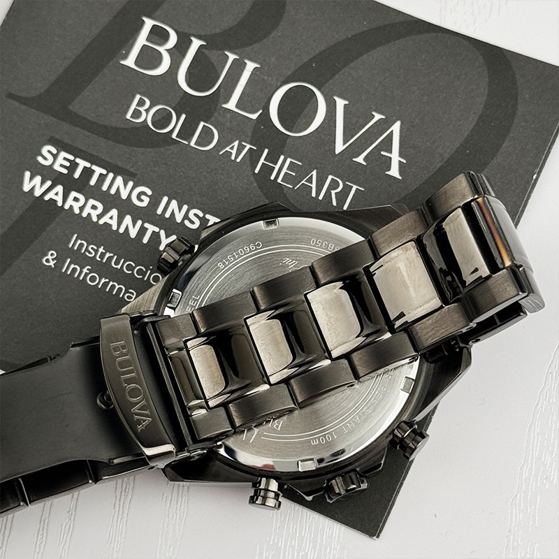 Bulova Marine Star Red Dial Chronograph Men’s Quartz Watch 43mm 98B350