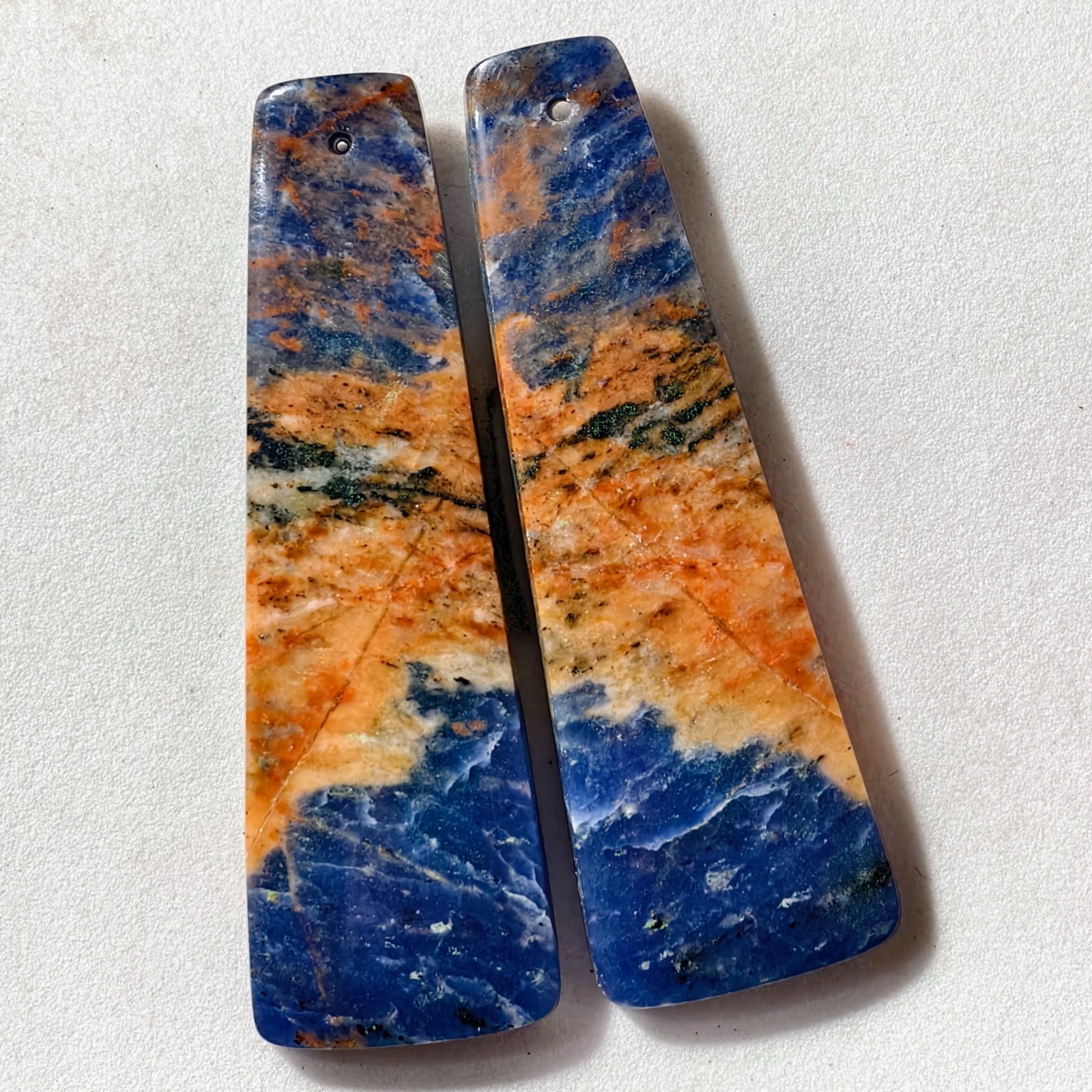 50 Cts Natural Sodalite Drilled Match Pair Cabochon Gemstone 47.6 X 15.1 MM