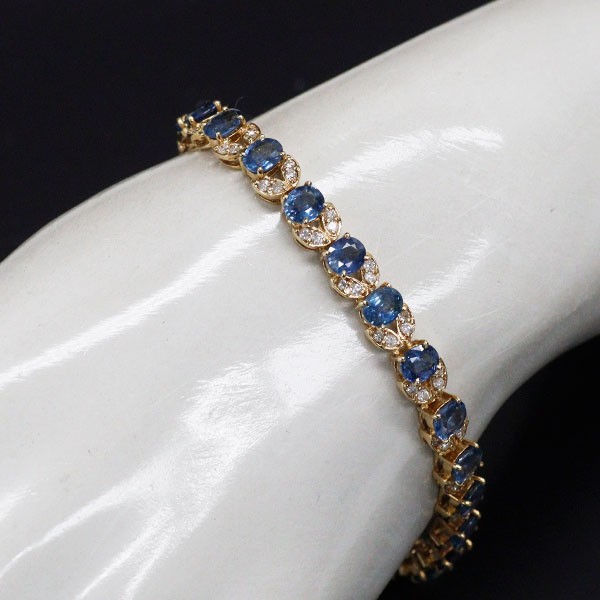 K18YG sapphire diamond bracelet 9.37ct D1.10ct – Auth free shipping from Japan-