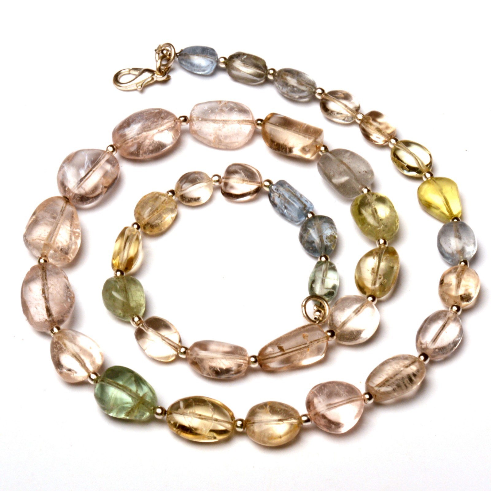Natural Multi Bery Gems 8 to 15 mm Size Smooth Nugget Shape Beads 19″ Necklace
