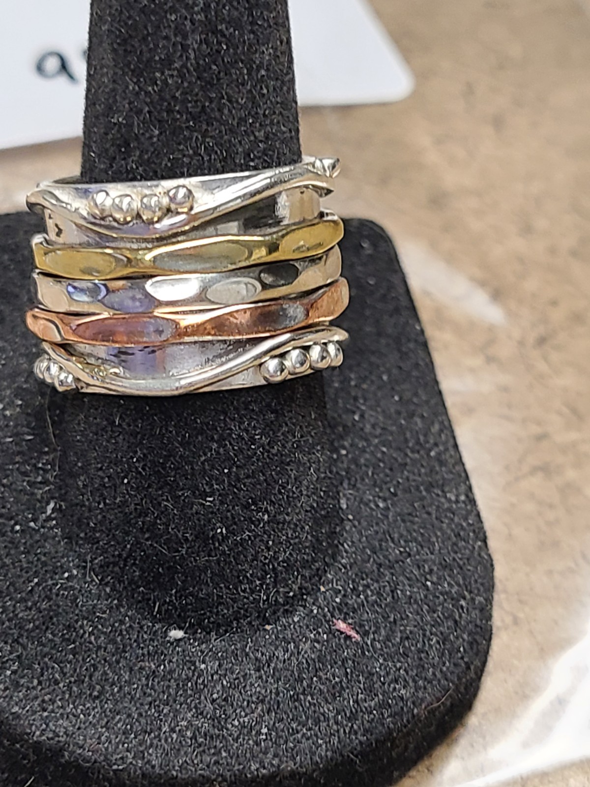 925 Tri Color Spinner Ring Sz 8
