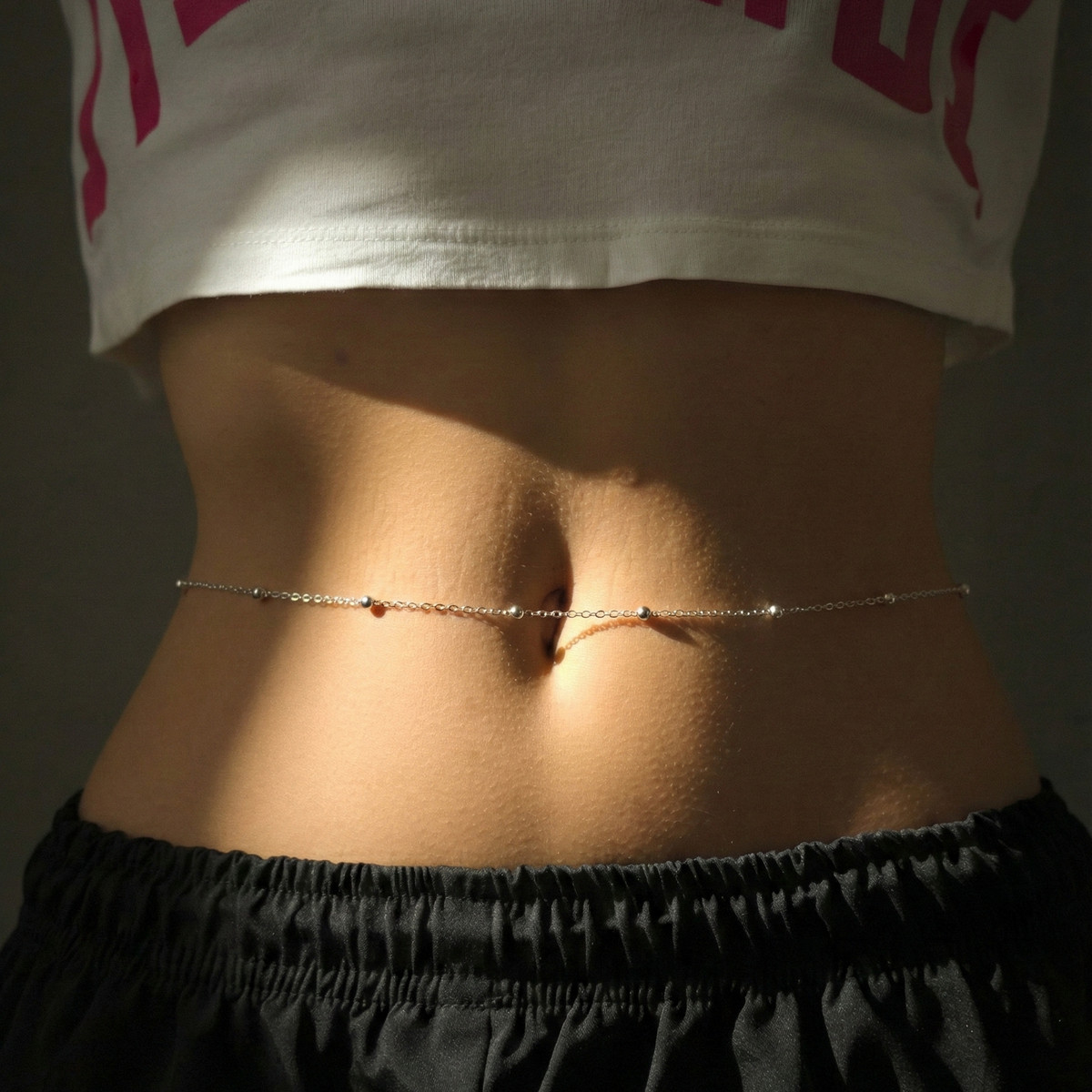 Pure 925 Sterling Silver Belly Chain Waist Jewelry Minimalist Body Chain Gift