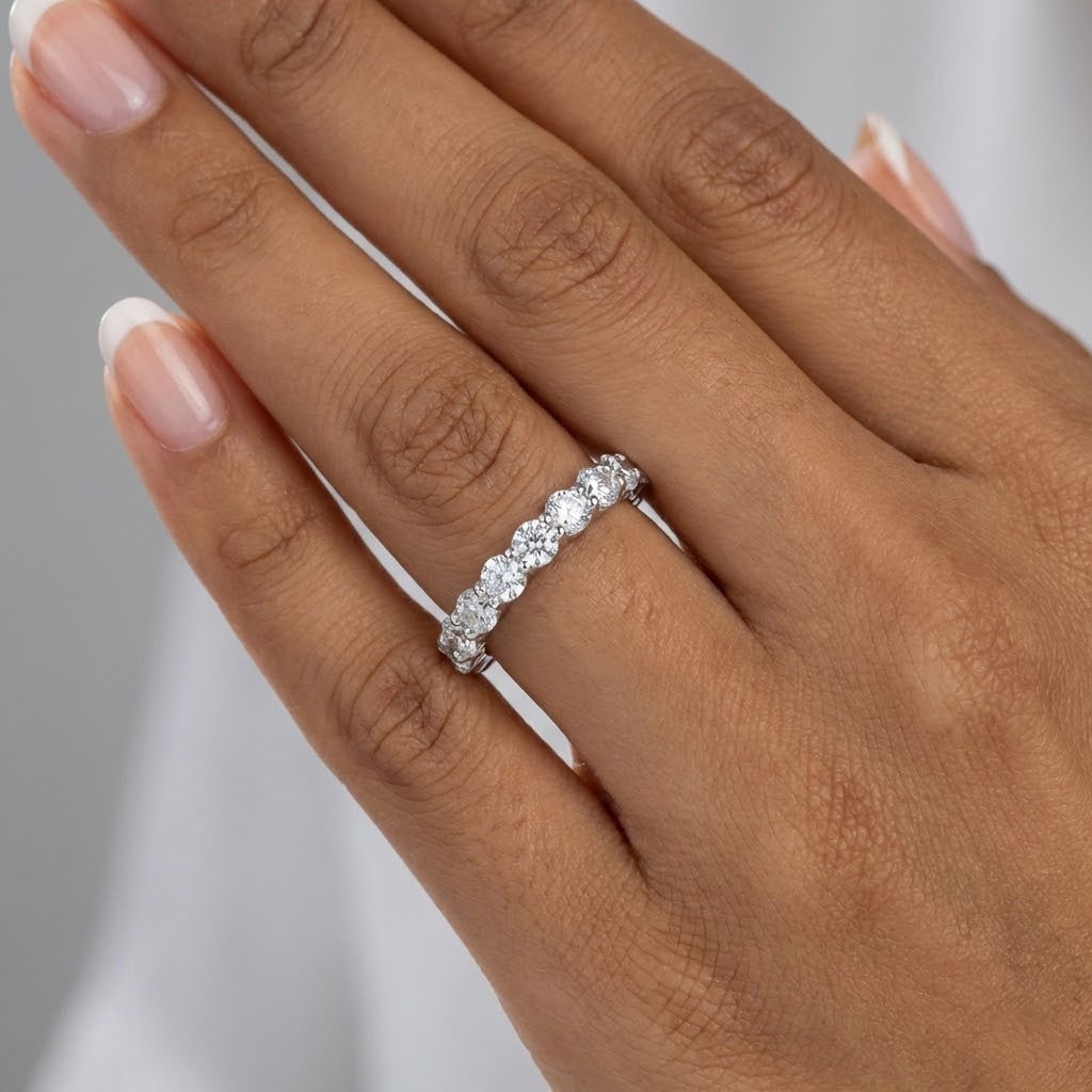 Eternity Wedding Ring Solid 14K Gold Classic 2.25 CT Round Natural Diamond G VS2