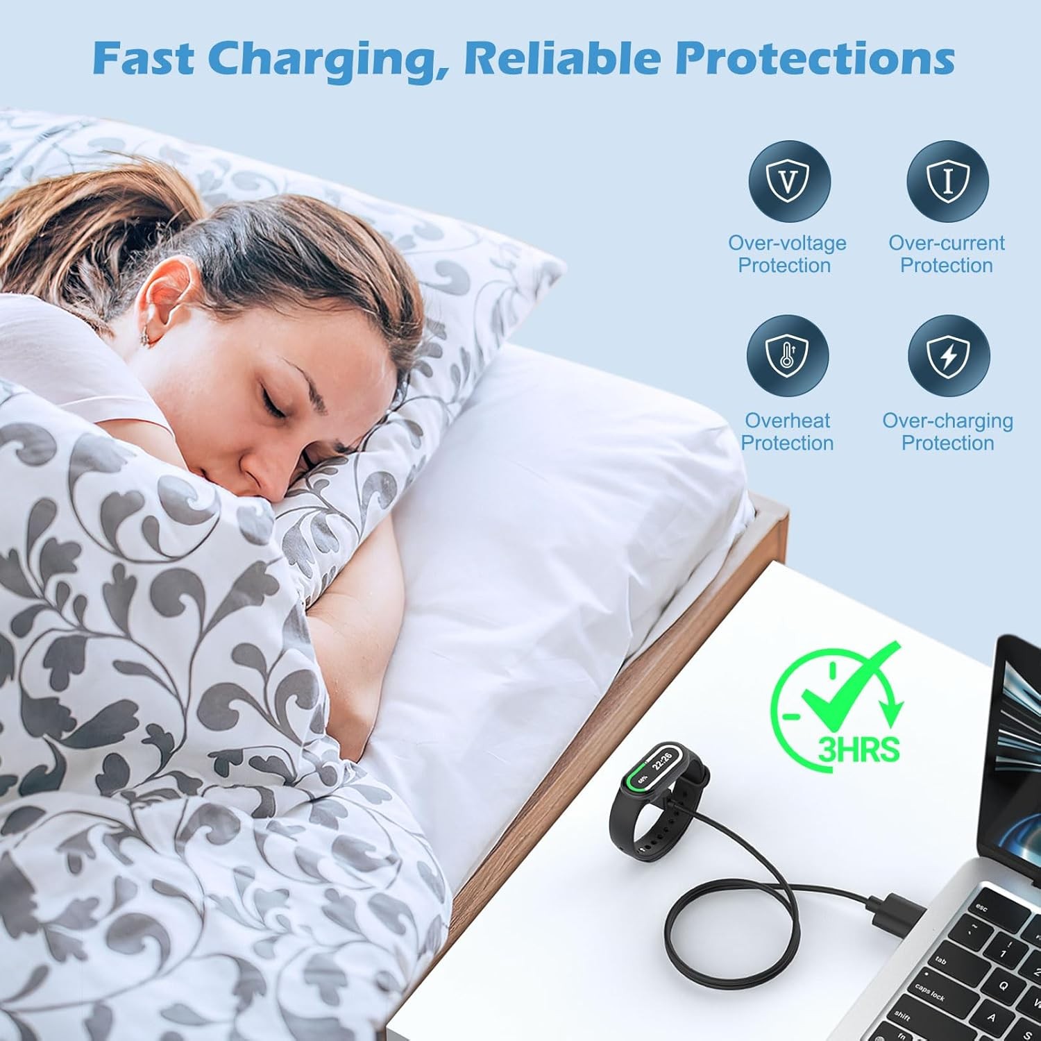2 Pack Charger Cable Compatible with Smart Band 10/9/8 – Magnetic USB Charging D