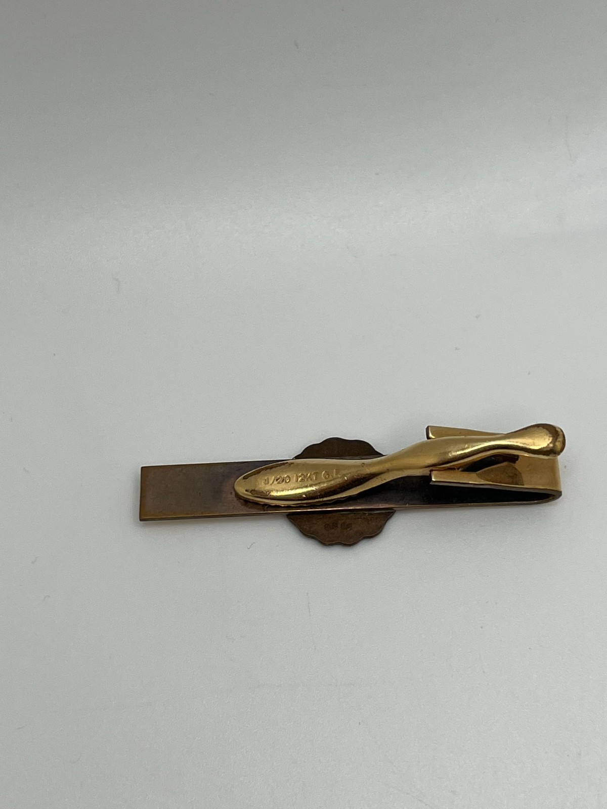 Vintage LESCO 10 Year Service Award Tie Bar Clip 12KT G.F Bliss Bros Gold Tone