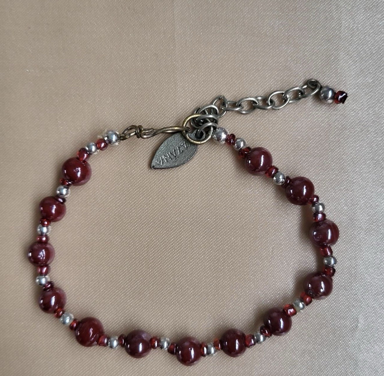 Authentic vintage Zanana burgundy bracelets silver plated
