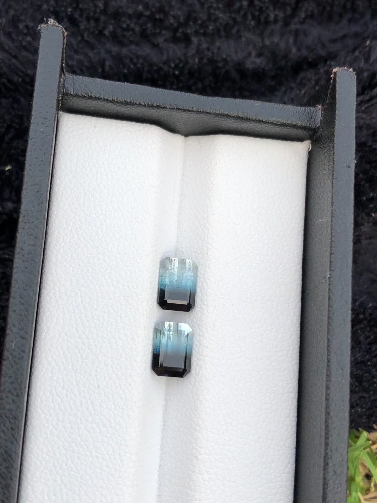 Natural Tri Color Tourmaline Emerald cut Faceted Pair