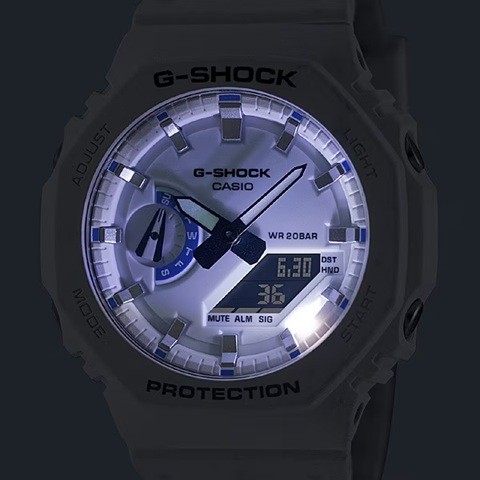 brand new CASIO G SHOCK GA 2100HDS 7AJF White Blue Luminous Dial 20 ATM Waterpro