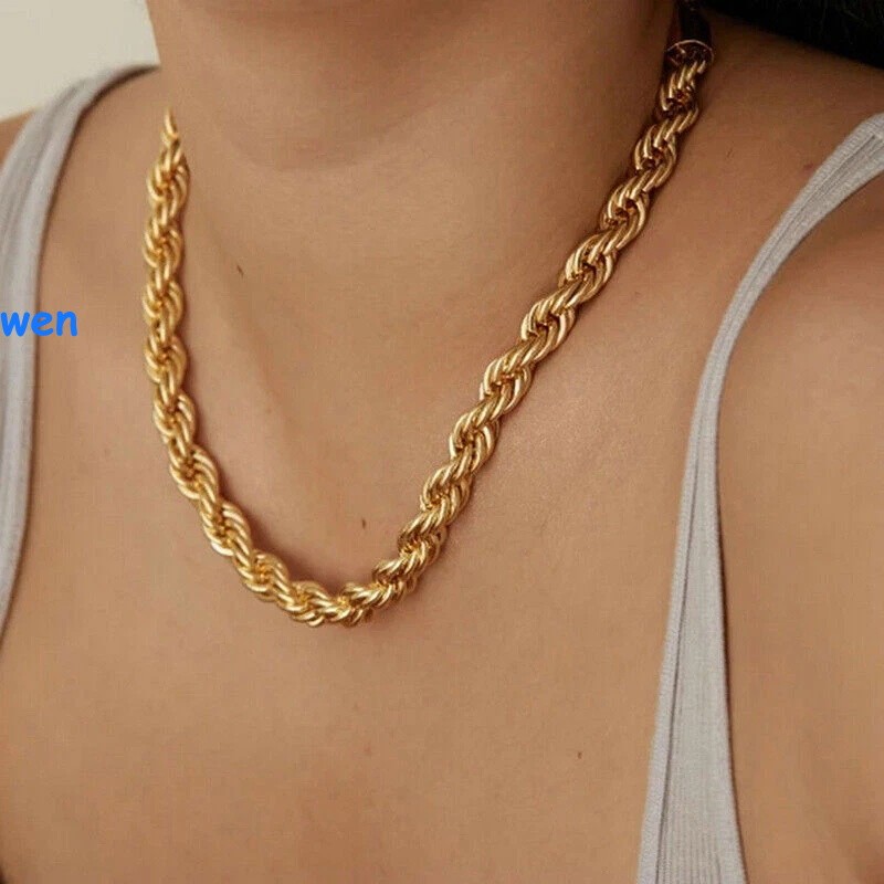 Hip Hop Gold Plated Stainless Steel Rope Link Chain Necklace Jewelry