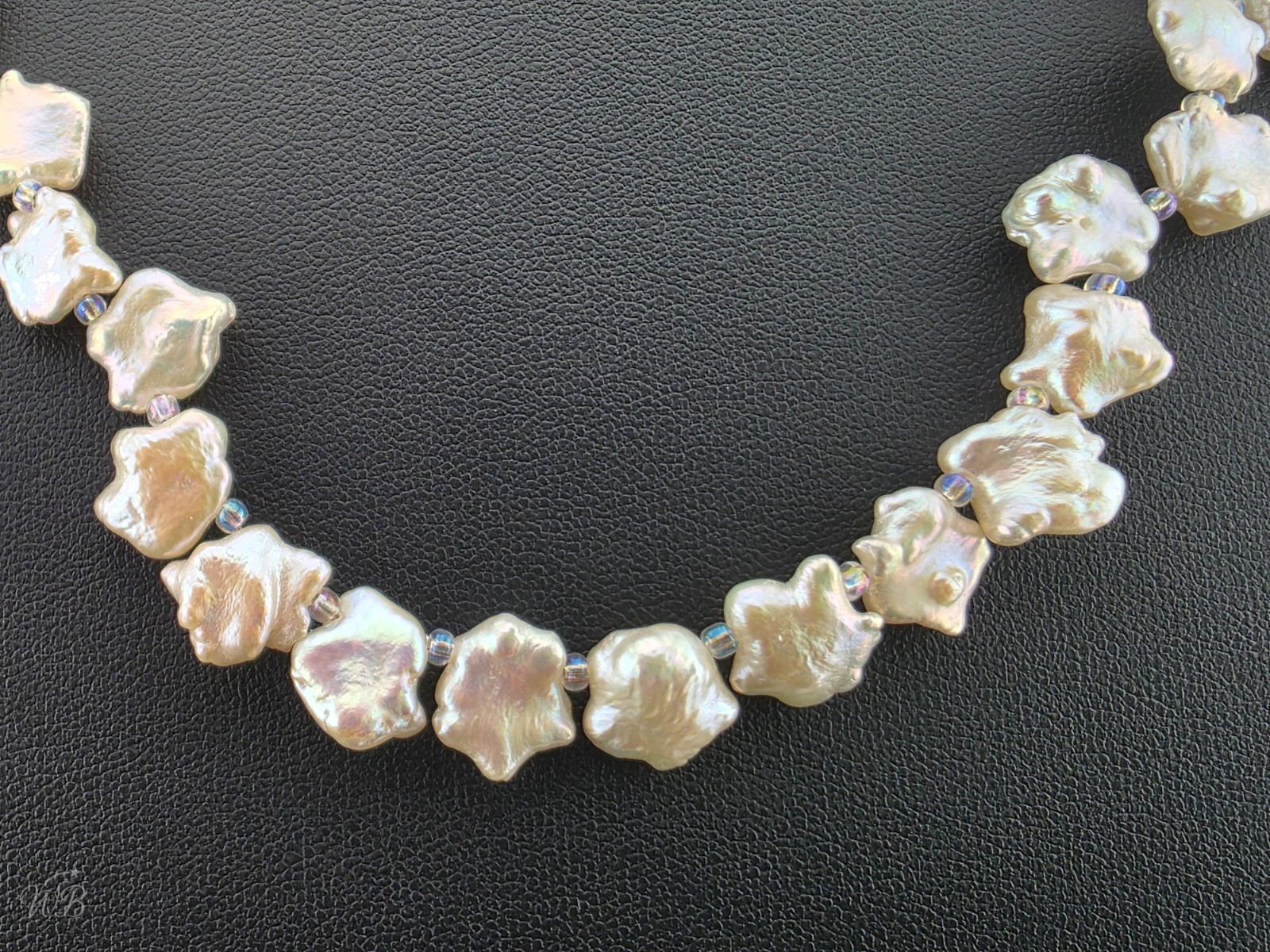 Real White Baroque Freshwater Cultured Pearl Star Necklace 20″ Silver Tone Clasp