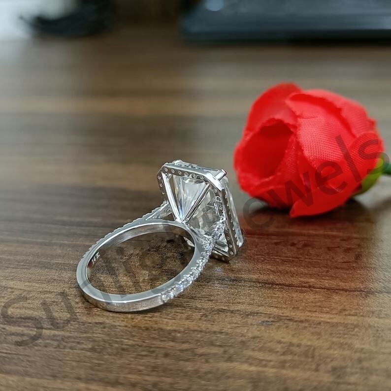 RARE 20.00 Ct Certified Radiant Cut Off White Diamond 925 Silver Ring Treated