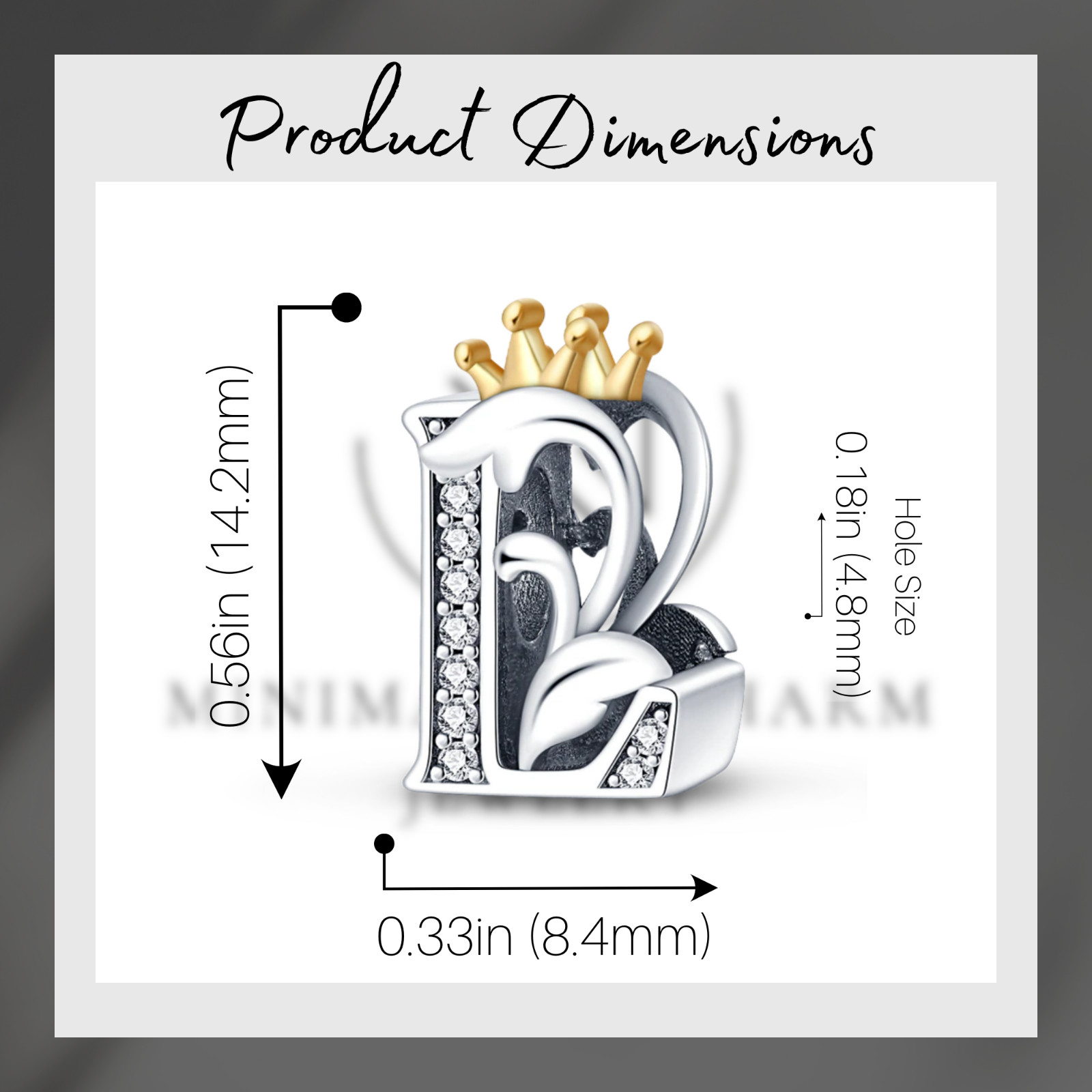 Crown L Letter Charm For Bracelet, L Letter Charm, Crown Letters Charm