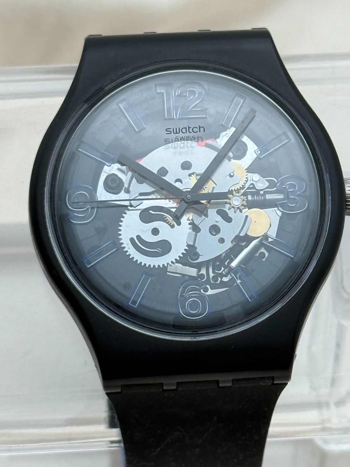 Swatch SUOB165 Blueboost 41mm Quartz Semi-Transparent Dial Black/Blue