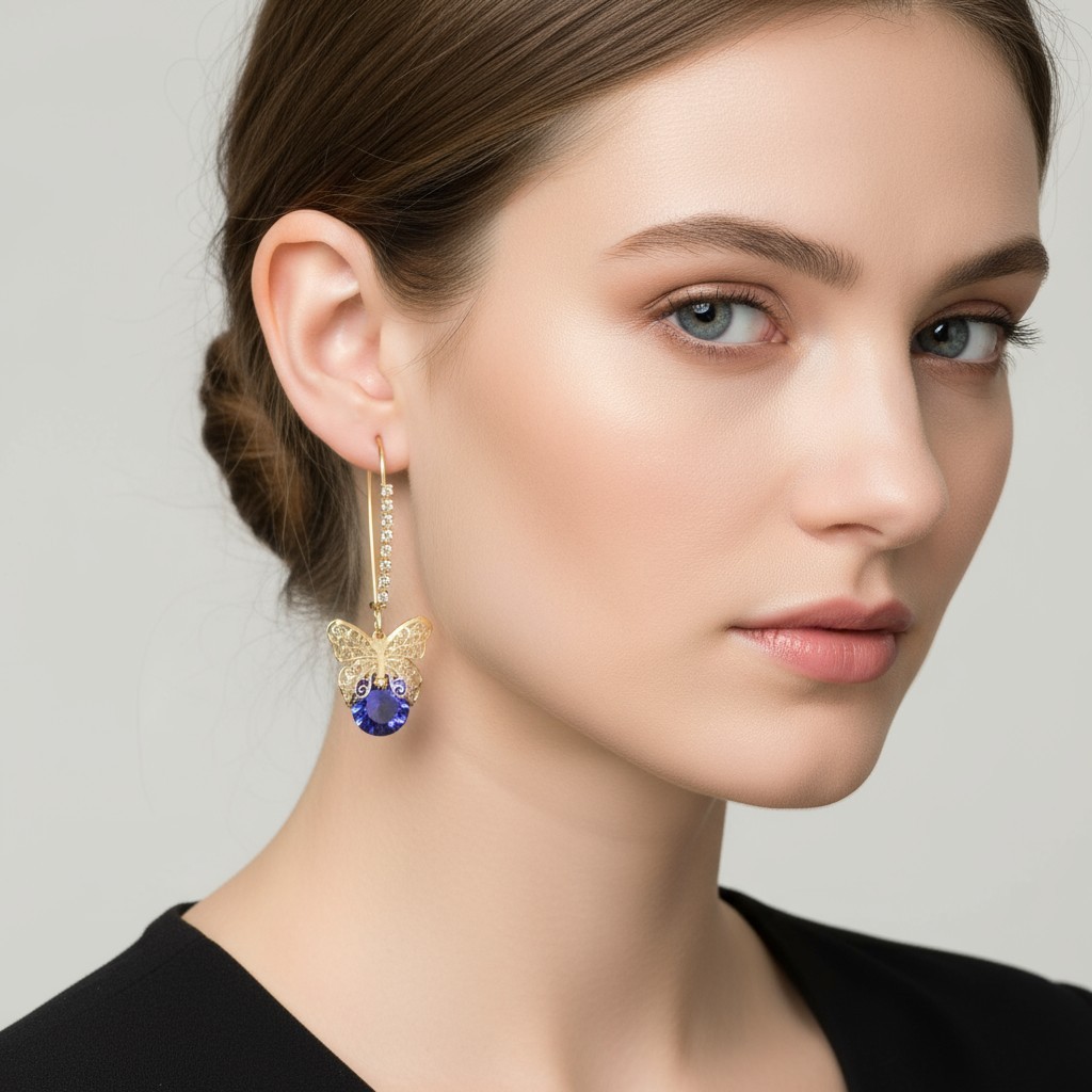 US Seller Betsey Johnson CZ Butterfly Dangle Earrings