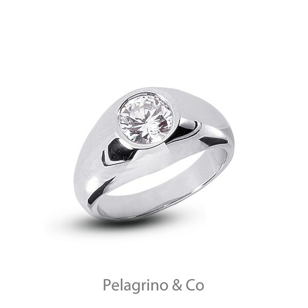1.59 CT I-SI3 Excellent Round Natural Diamond 14KW Gold Classic Men’s Ring 8.2mm