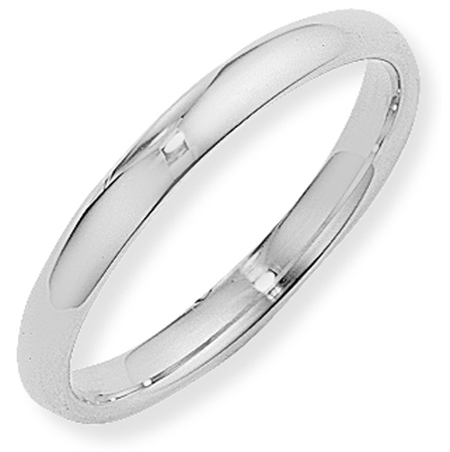 Argentium Silver Wedding Band Court 3mm Ring Size M Full UK Hallmarks