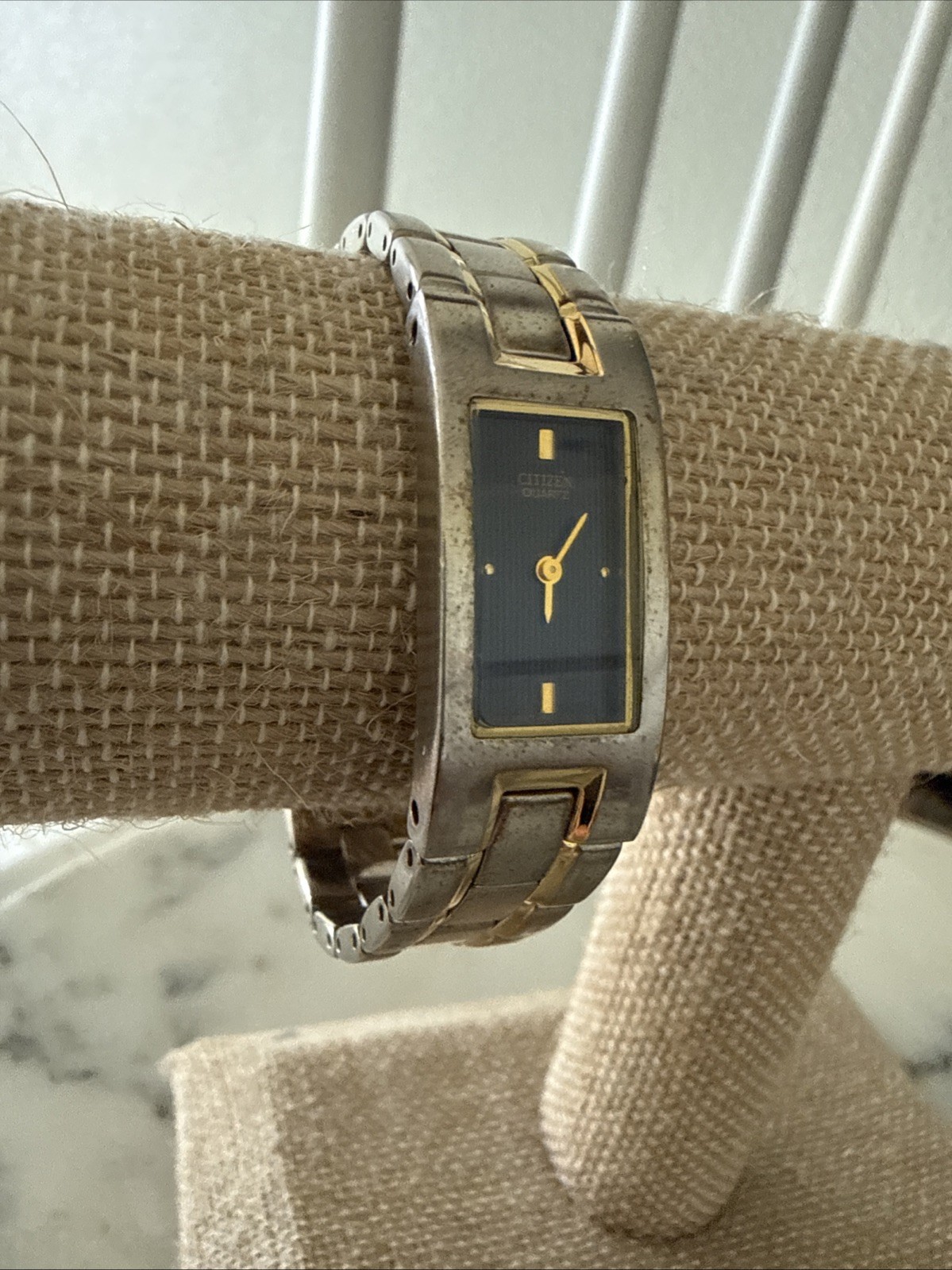 Lot Of two Ladies Watches Citizen And Guess , Blue Dials Silver And Gold Tone