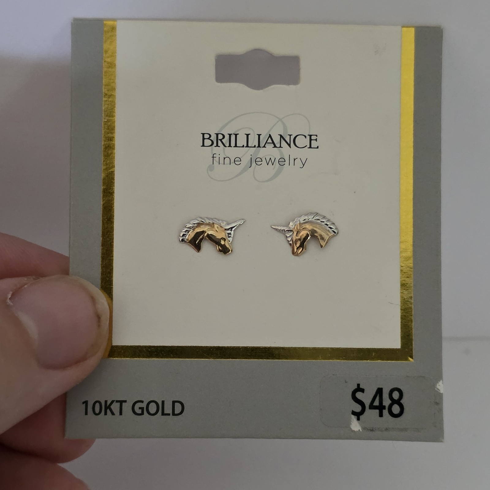 10k Real Gold Unicorn Stud Earrings New Made In USA
