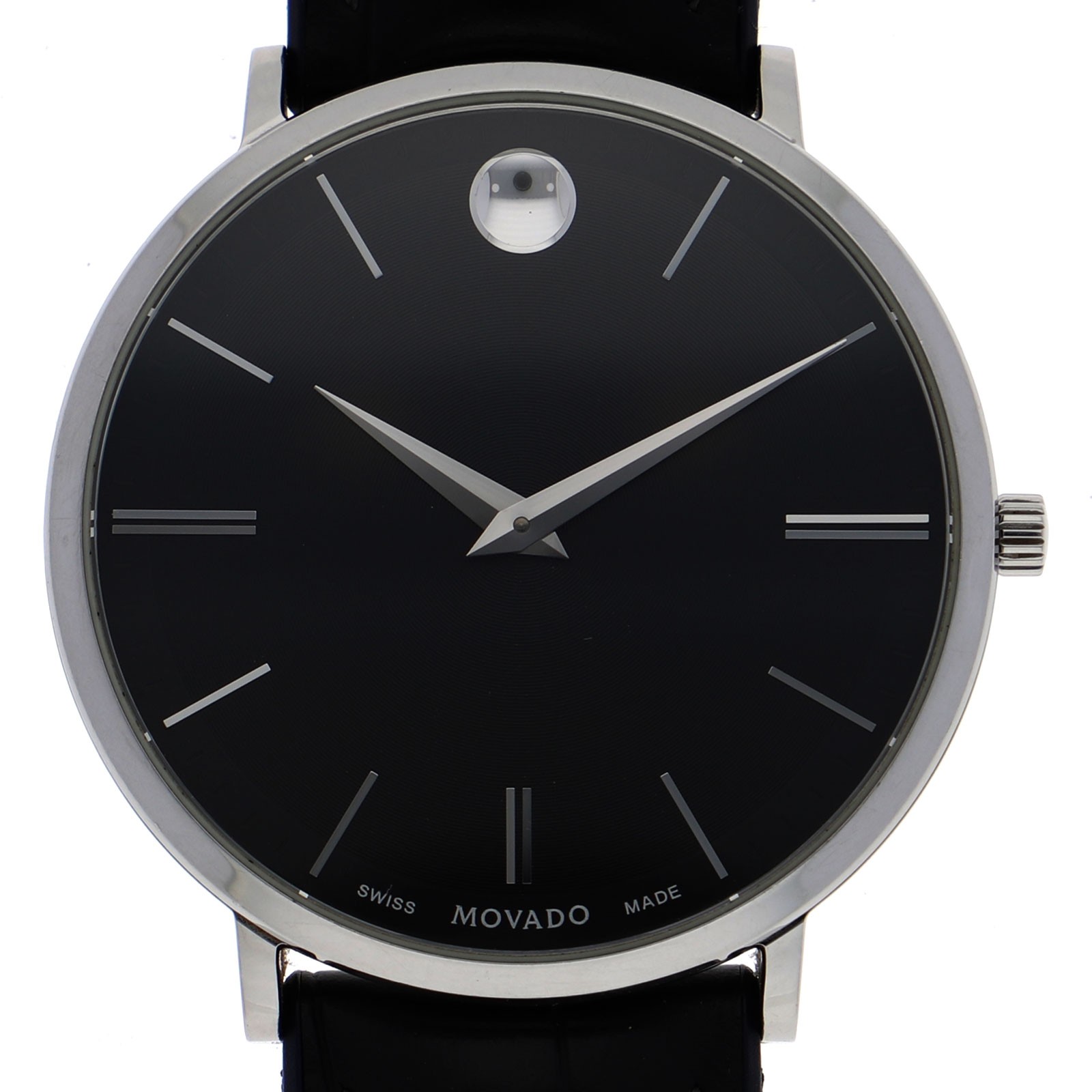 Movado 65.1.14.1395 ULTRA SLIM black Dial Quartz Stainless Steel Leather Men’s