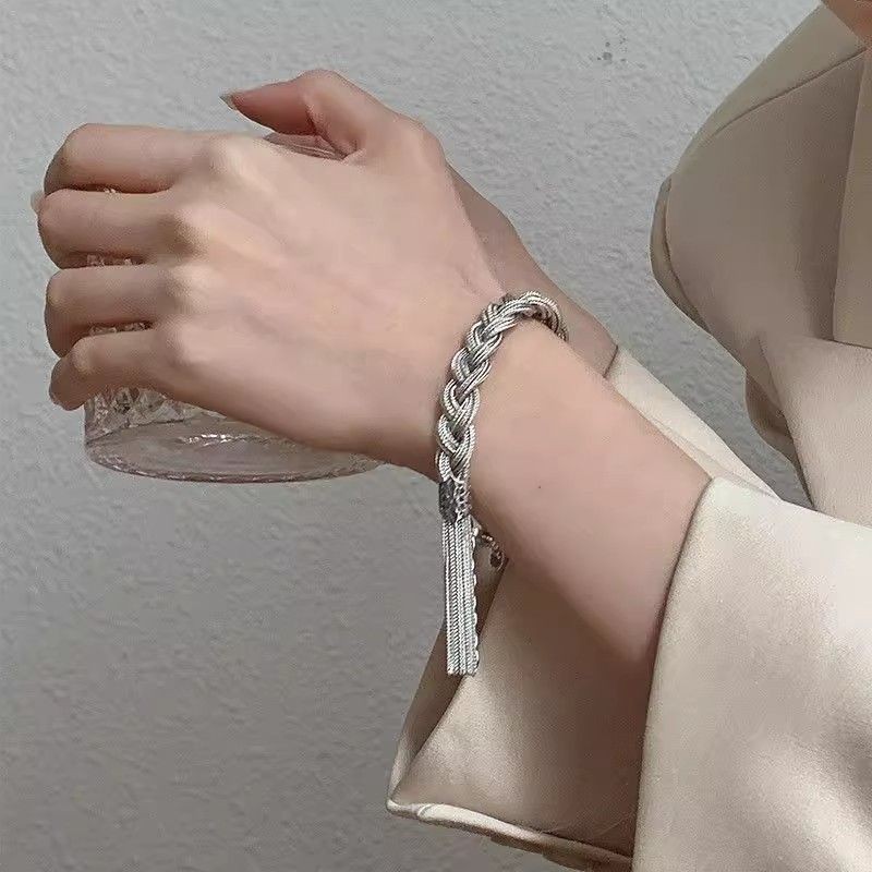 Retro Chinese Style Braided Tassel Bracelet Handmade Twist Braid Wristband