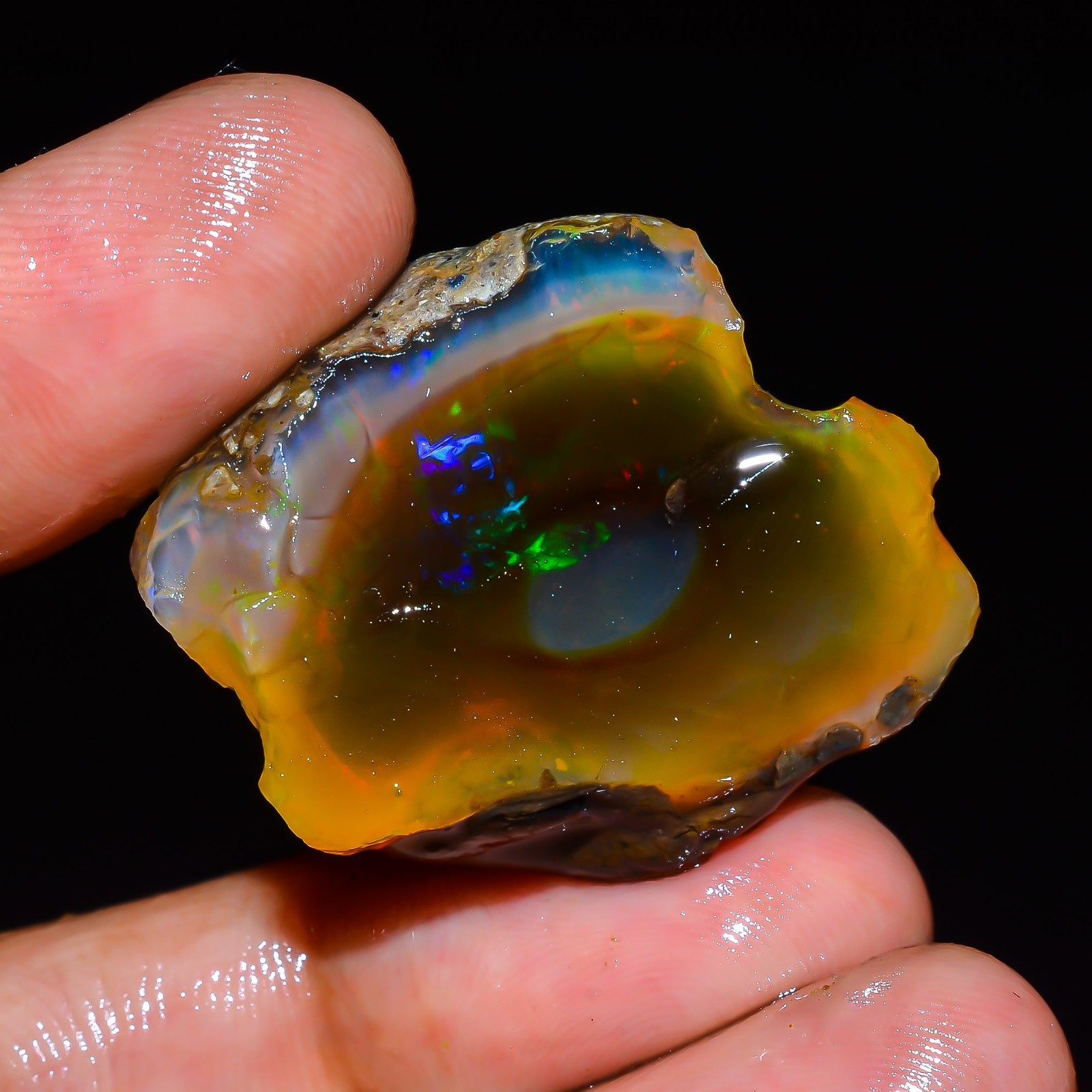 50.5 Ct Amazing Natural Welo Fire Ethiopian Opal Fancy Oil Rough Loose Gemstone.