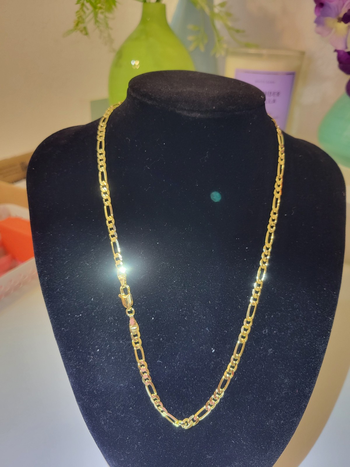 20″MEN WOMEN 18K Gold Filled 3mm Gold Figaro Link Chain Necklace*AGFN1