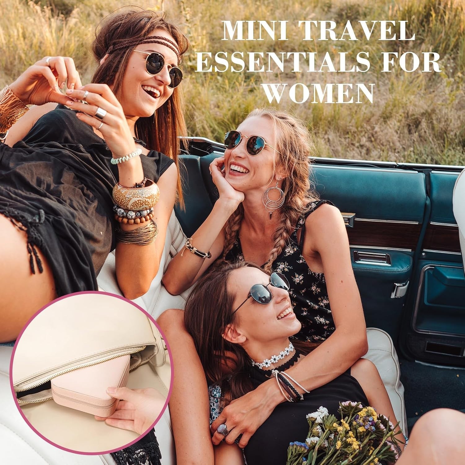 Small Travel Jewelry Box Organizer – Girls Women Gift Rings Earrings Necklaces J