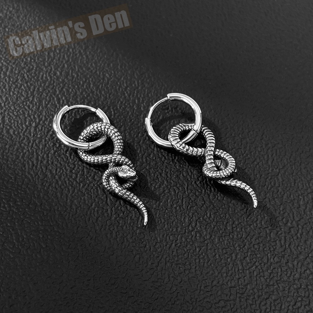 Stainless Steel Twisted Snake Earrings