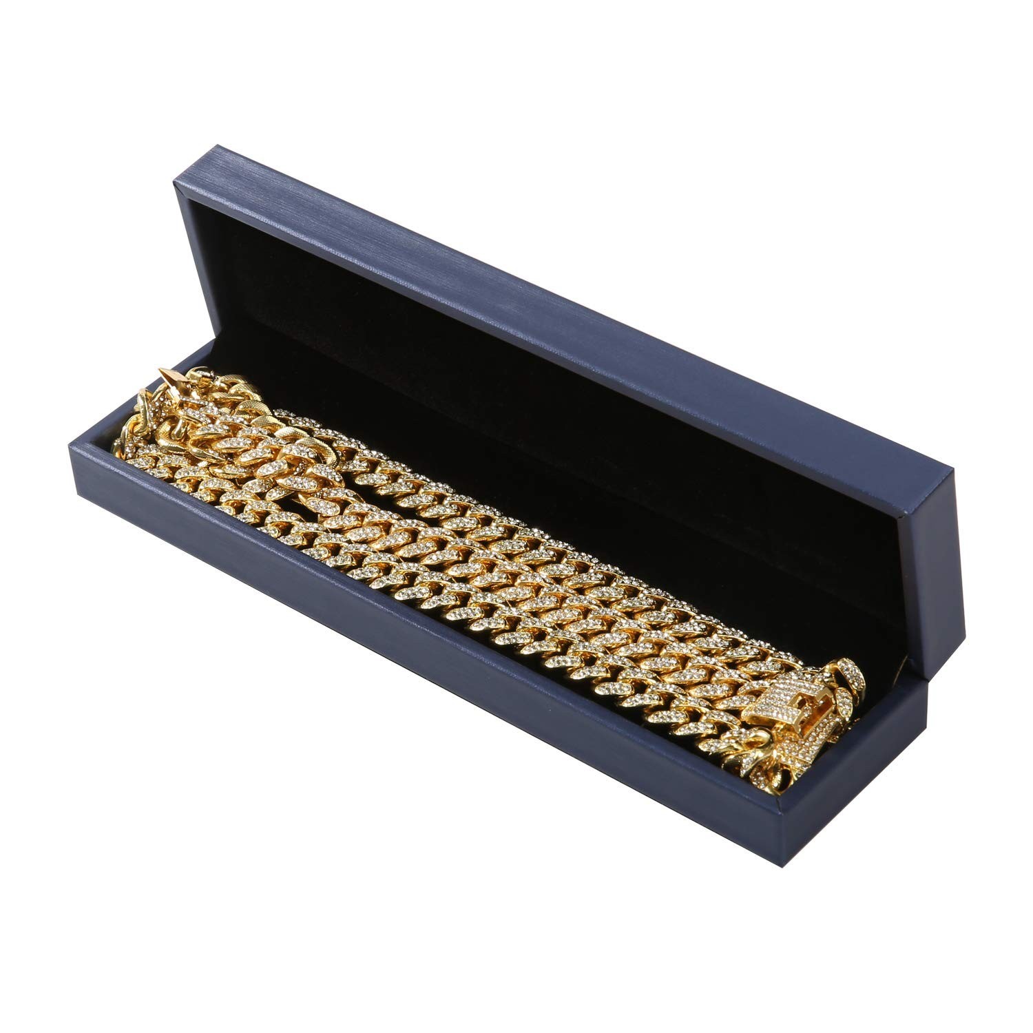 Cuban Link Chain Set for Men 12/14/20mm – 18K Gold Plated, Iced Out Necklace & B