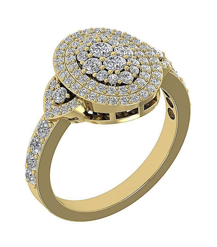 14K Gold I1 G 1.50 Ct Right Hand Round Ring Natural Diamond 14.80 MM Prong Set