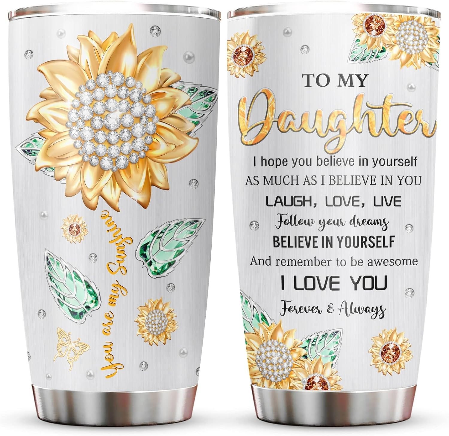 Daughter Gift from Mom Dad 20oz Tumbler Insulated Stainless Steel Grey Cup