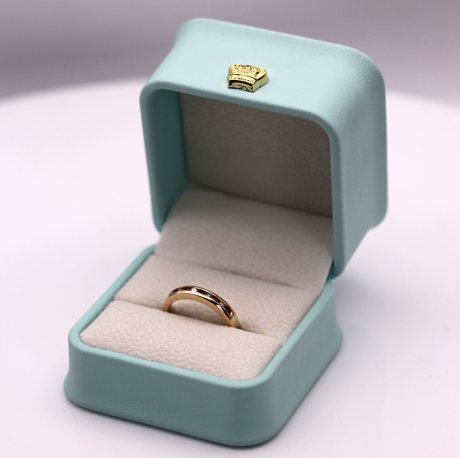 PU Leather Velvet Interior Teal Blue Color Jewelry Gift Proposal Ring Box