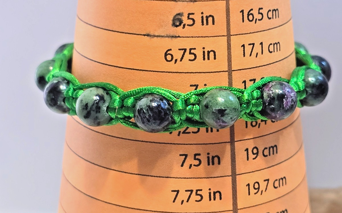 Macrame and Ruby Zoisite Gemstone Bead Adjustable Bracelet