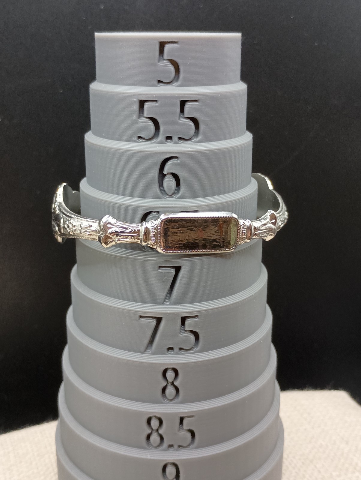 Vintage Spoon Cuff Bracelet ID Engravable Silver Tone Floral Size 5-7 Adjusts