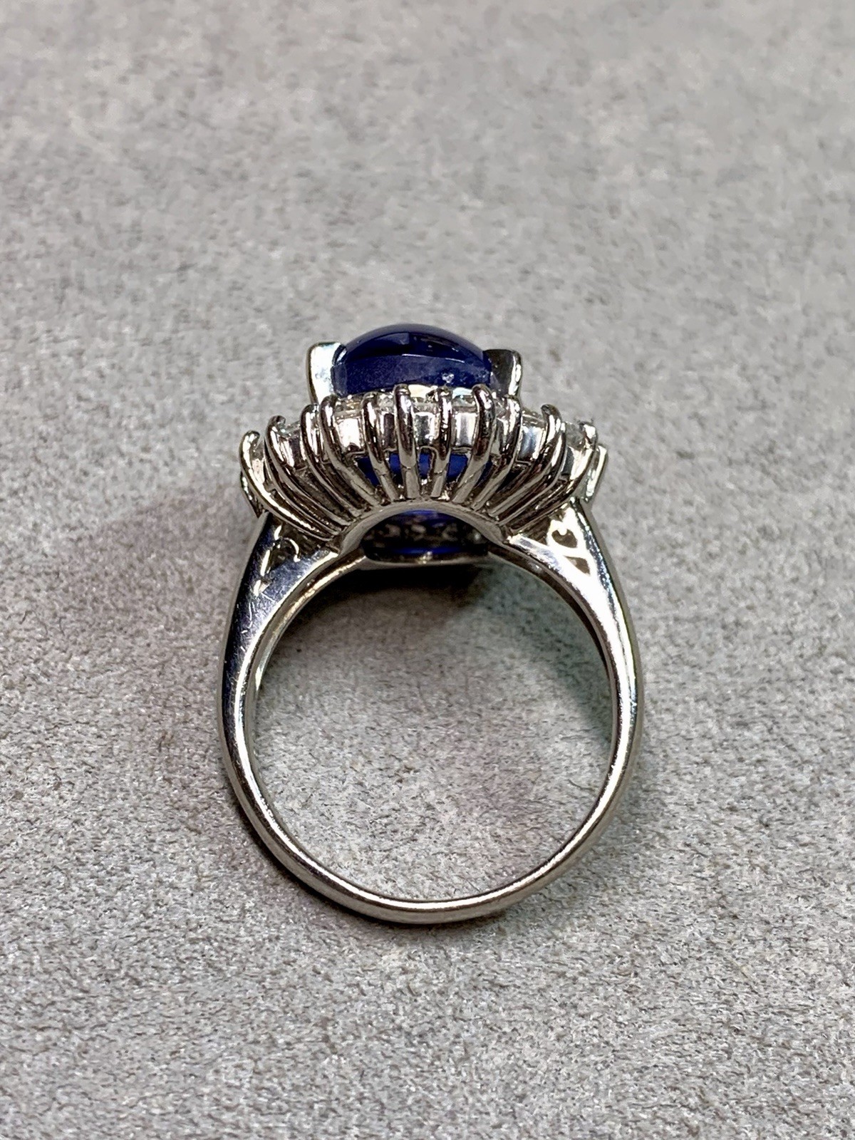 Estate Untreated 7.68ct Burmese Star Sapphire Diamond Platinum Cocktail Ring GIA